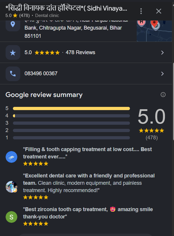 Google review screenshot showing 5.0 rating and 478 reviews